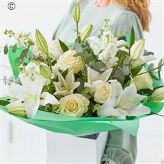 Large White Rose and Lily Bouquet